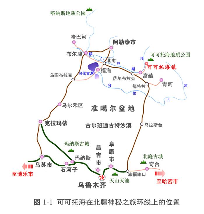 可可托海国家地质公园及可可托海风景区游览线路图